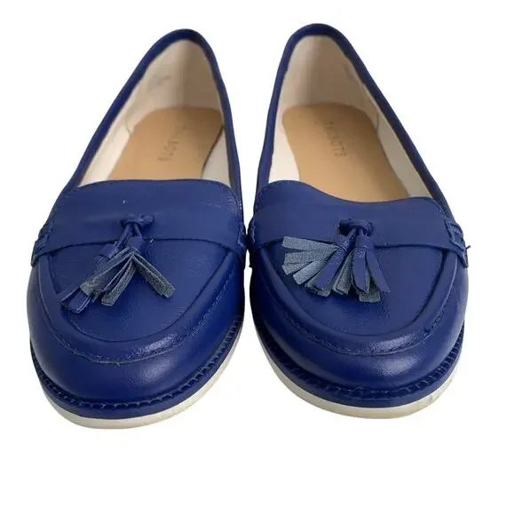 Talbots Loafers Size 9.5 Genuine Leather Tassel Blue Preppy Professional - Picture 3 of 8